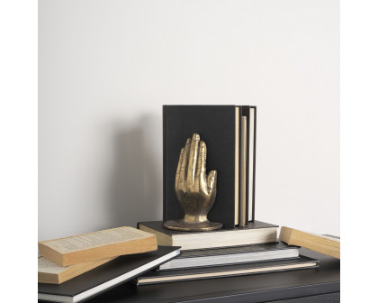 Mercana Praying Hands Cast Iron Book Ends - Gold