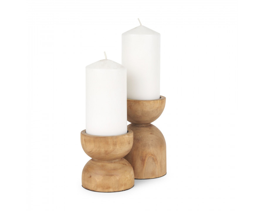 Mercana - Aleena Wooden Candle Holder (Set of 2)