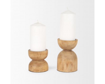 Mercana - Aleena Wooden Candle Holder (Set of 2)