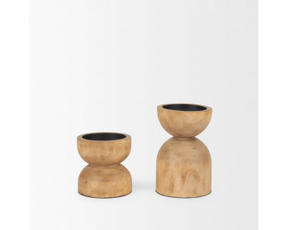 Mercana - Aleena Wooden Candle Holder (Set of 2)