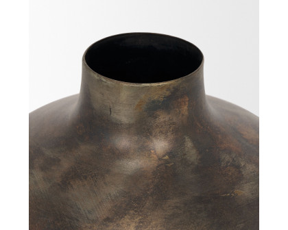 Mercana Daya Short Metal Vase - Antiqued Gold