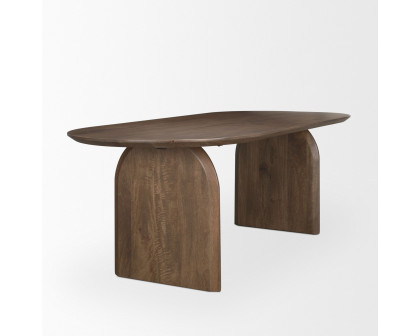 Mercana Isla Oval Dining Table with Wood Top & Arched Legs - Dark Brown