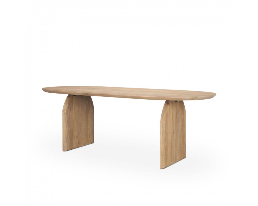 Mercana Isla Oval Dining Table with Wood Top & Arched Legs - Light Brown