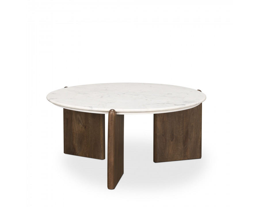 Mercana - Rumer Dark Brown Wood with White Marble Coffee Table