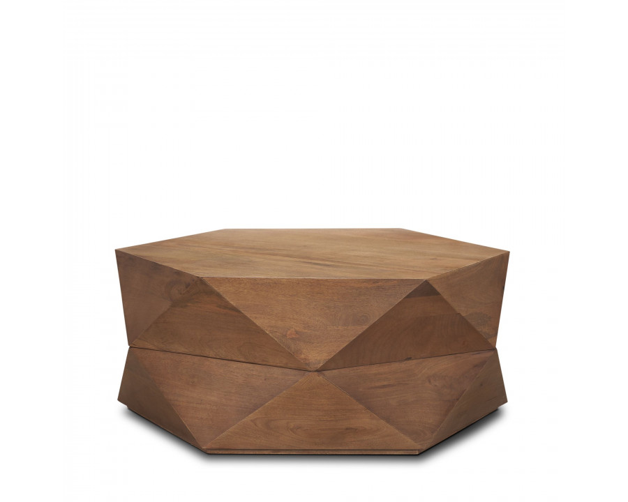 Mercana Arreto 36" Hexagonal Coffee Table - Brown, Wood