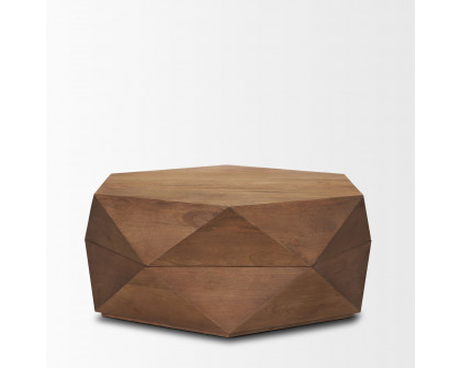 Mercana Arreto 36" Hexagonal Coffee Table - Brown, Wood