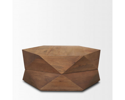 Mercana Arreto 36" Hexagonal Coffee Table - Brown, Wood