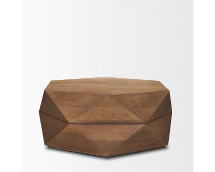 Mercana Arreto 36" Hexagonal Coffee Table - Brown, Wood