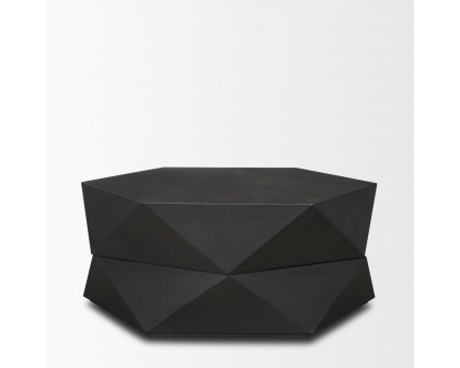 Mercana Arreto 36" Hexagonal Coffee Table - Black, Wood