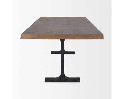 Mercana Araxi Rectangular Dining Table with Metal Base - Dark Brown