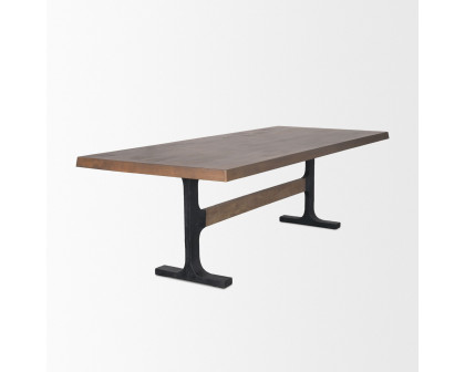 Mercana Araxi Rectangular Dining Table with Metal Base - Dark Brown