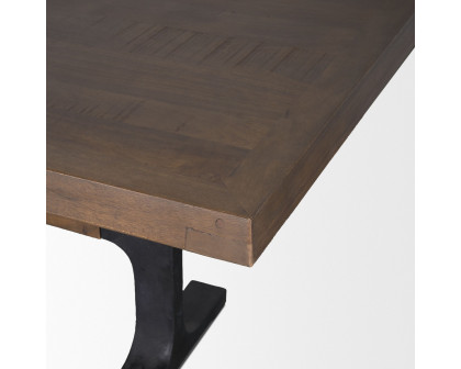 Mercana Araxi Rectangular Dining Table with Metal Base - Dark Brown