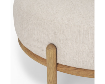 Mercana Gwynn Ottoman with Light Brown Wood - Light Brown, Fabric