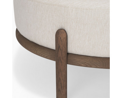 Mercana Gwynn Ottoman with Light Brown Wood - Dark Brown, Fabric