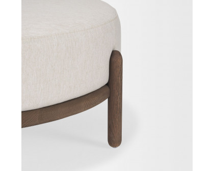 Mercana Gwynn Ottoman with Light Brown Wood - Dark Brown, Fabric