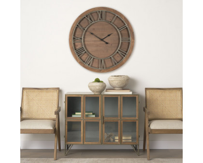 Mercana - Raul Medium Brown Wood/Silver Metal Wall Clock