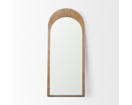 Mercana Celeste Wood Arched Floor Mirror - Light Brown