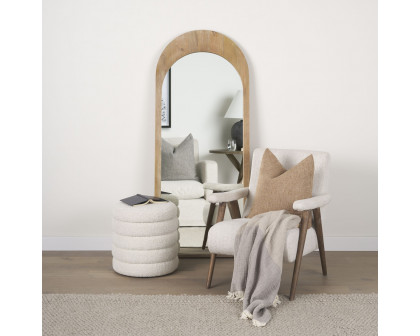 Mercana Celeste Wood Arched Floor Mirror - Light Brown