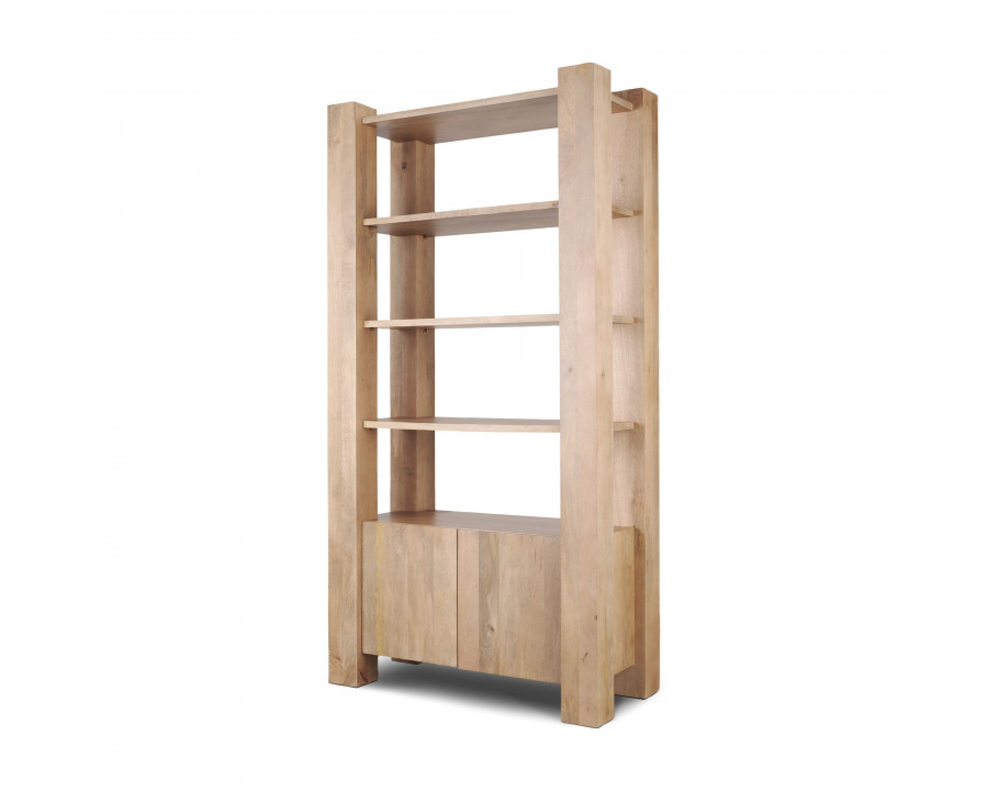 Mercana - Beth Light Brown Wood with Open and Closed Storage Shelving Unit