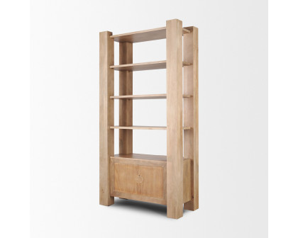 Mercana - Beth Light Brown Wood with Open and Closed Storage Shelving Unit