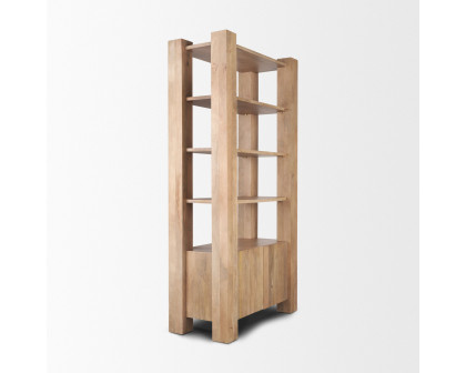 Mercana - Beth Light Brown Wood with Open and Closed Storage Shelving Unit