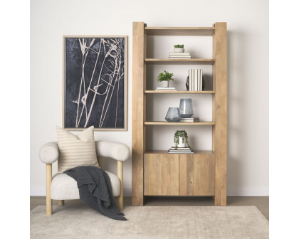 Mercana - Beth Light Brown Wood with Open and Closed Storage Shelving Unit