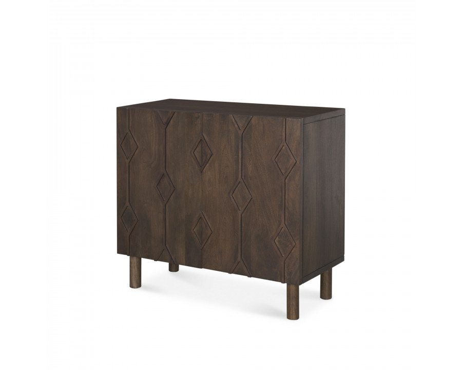 Mercana Heera Diamond Motif with Shelf Accent Cabinet - Dark Brown