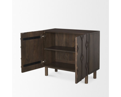 Mercana Heera Diamond Motif with Shelf Accent Cabinet - Dark Brown