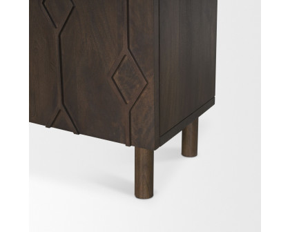 Mercana Heera Diamond Motif with Shelf Accent Cabinet - Dark Brown