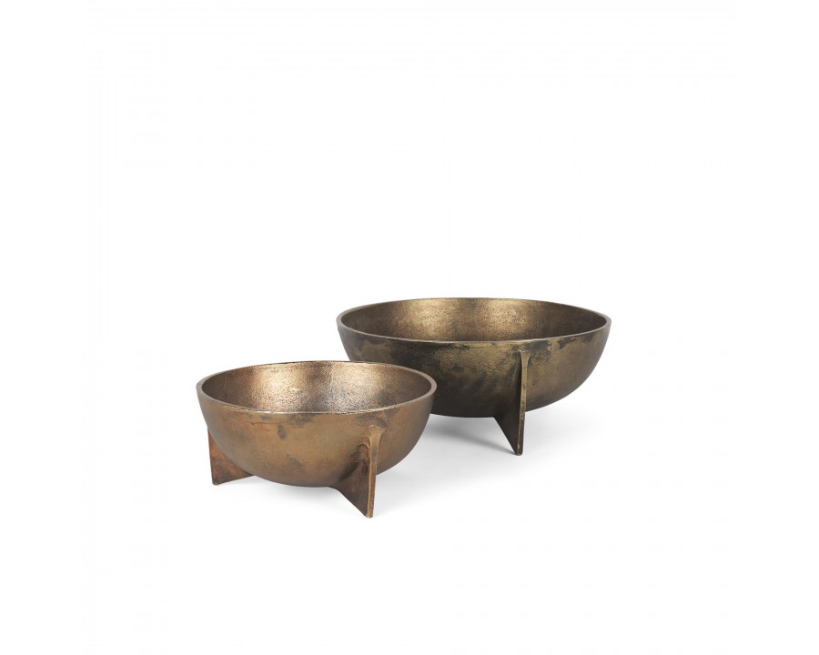 Mercana - Quita Large Gold Metal Decorative Bowls (Set of 2)