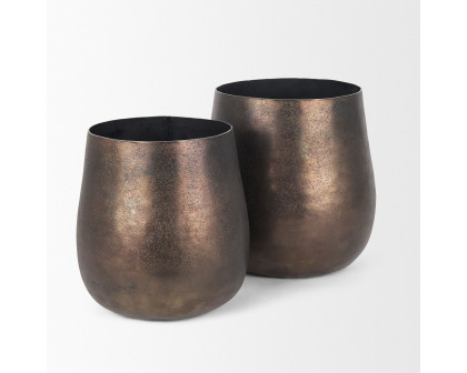 Mercana Quade Small Metal Planter - Gold