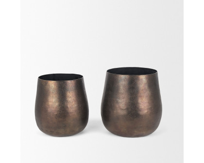 Mercana Quade Small Metal Planter - Gold