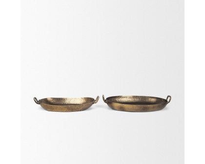 Mercana - Pama Hammered Gold Metal Decorative Trays (Set of 2)