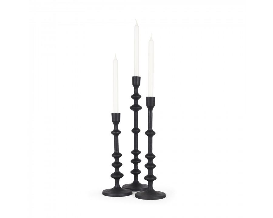 Mercana - Paolo Matte Black Metal Candle Holder (Set of 3)