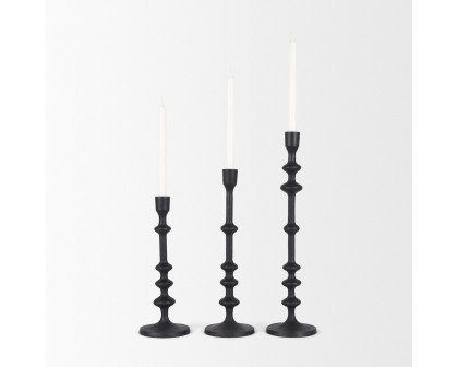 Mercana - Paolo Matte Black Metal Candle Holder (Set of 3)