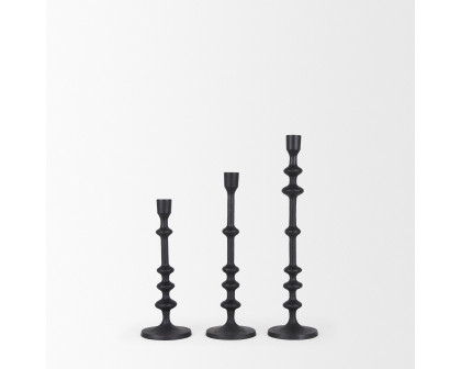 Mercana - Paolo Matte Black Metal Candle Holder (Set of 3)