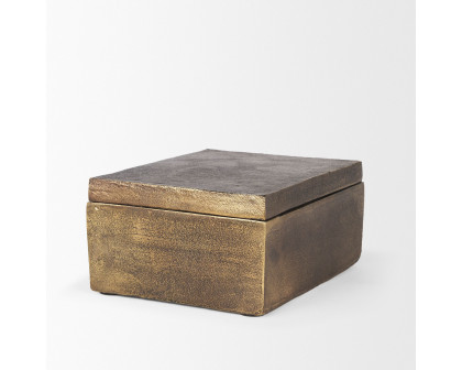 Mercana Porschia Large Metal Decorative Box - Gold