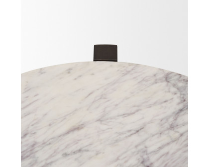 Mercana Bianca Round Accent Table with Marble - Dark Brown