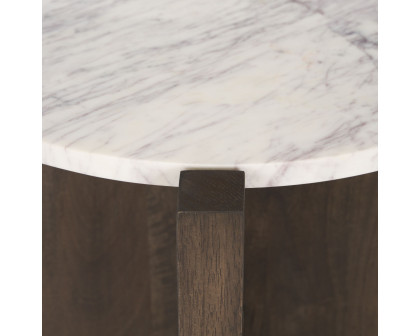 Mercana Bianca Round Accent Table with Marble - Dark Brown