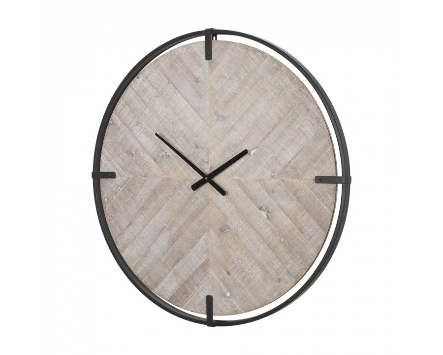 Mercana - Rani Matte Black Metal/Wood Wall Clock