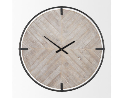 Mercana - Rani Matte Black Metal/Wood Wall Clock