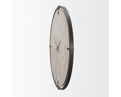 Mercana - Rani Matte Black Metal/Wood Wall Clock