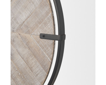 Mercana - Rani Matte Black Metal/Wood Wall Clock