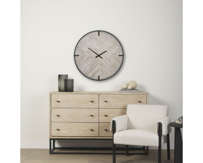 Mercana - Rani Matte Black Metal/Wood Wall Clock