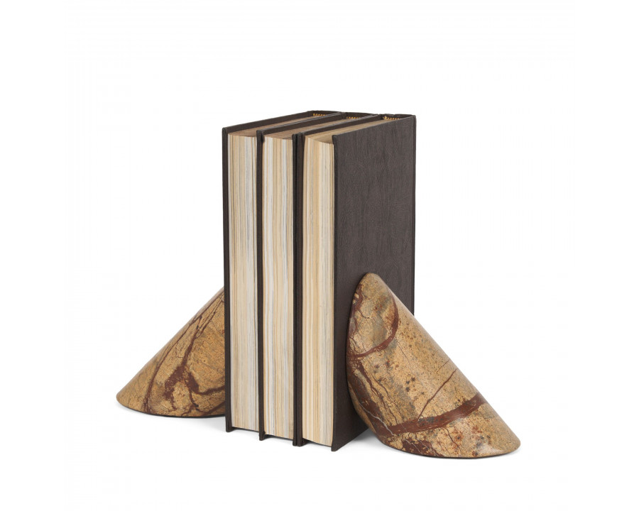 Mercana - Rahima Brown Forest Marble Angled Bookends