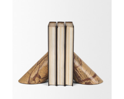 Mercana - Rahima Brown Forest Marble Angled Bookends