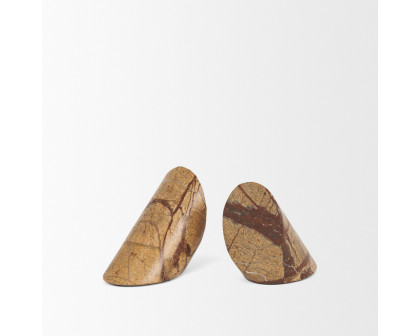 Mercana - Rahima Brown Forest Marble Angled Bookends