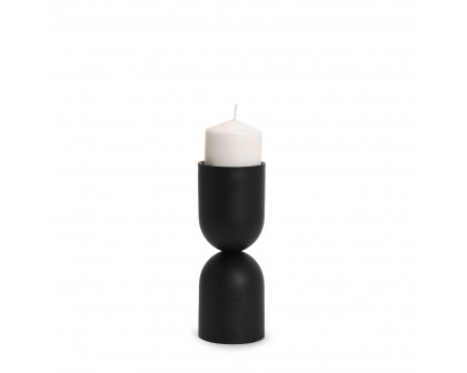 Mercana - Qamra Beige Textured Metal Pillar Candle Holder Candle Holder