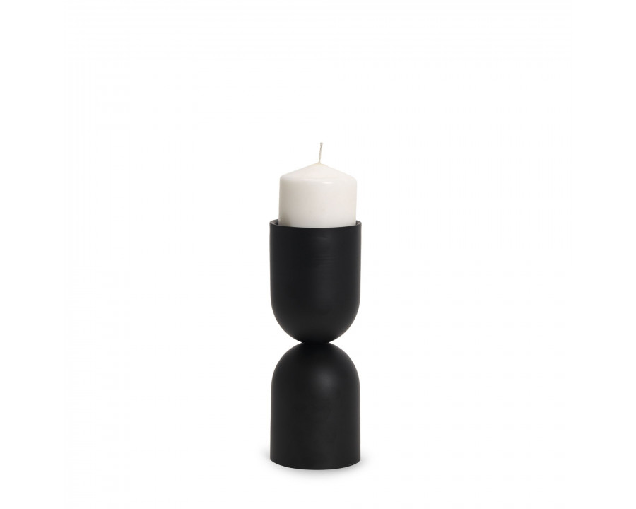 Mercana Qamra Short Black Metal Pillar Candle Holder