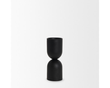 Mercana Qamra Short Black Metal Pillar Candle Holder